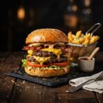 Classic double beef burger with bacon and cheese