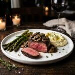 Pan-seared filet mignon with mushroom sauce