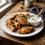 Crispy honey garlic chicken wings with sesame seeds