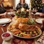 Perfectly roasted whole turkey with crispy golden skin