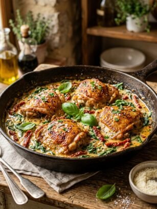 Creamy tuscan chicken with sun-dried tomatoes